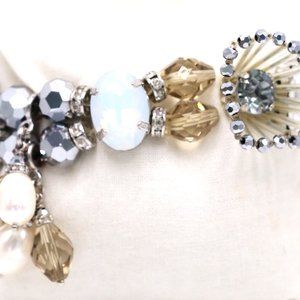 Unique Assorted Crystal & Pearl Stretch Bracelet
